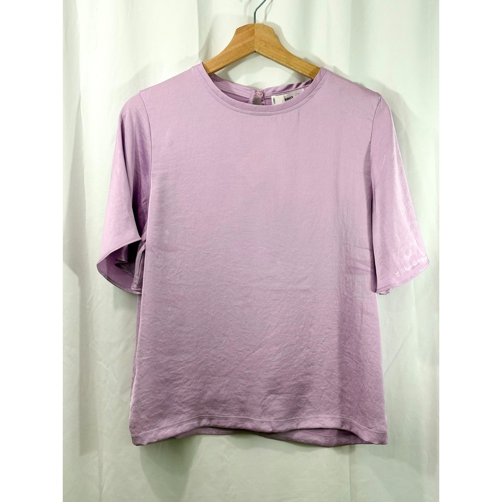 MNG Mango Lavender Short Sleeve Blouse Women's Size Small Sustainable Fabric NWT